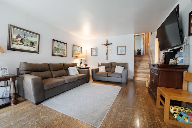 living room featuring dark hardwood / wood-style flooring