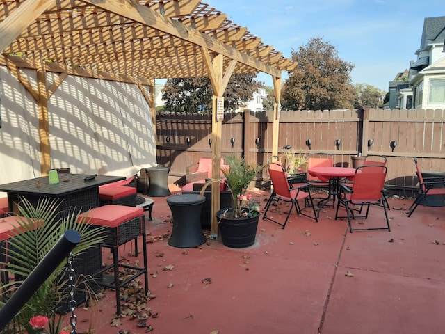 view of patio featuring a pergola