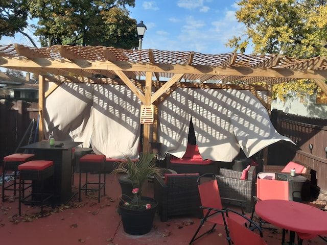 view of patio with a pergola