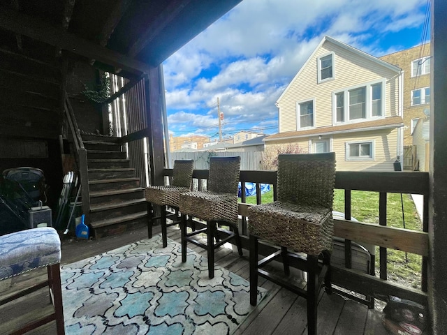 wooden balcony with a deck