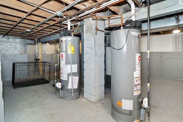 utility room with gas water heater