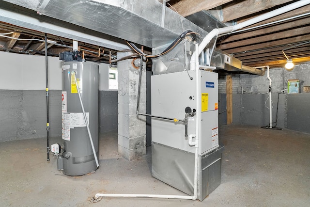 utilities with heating unit and gas water heater