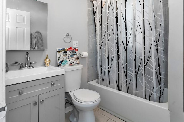 9208 S Dobson Ave, Chicago, IL 60619 - bathroom featuring vanity, toilet, tile patterned flooring, and shower / bath combination with curtain