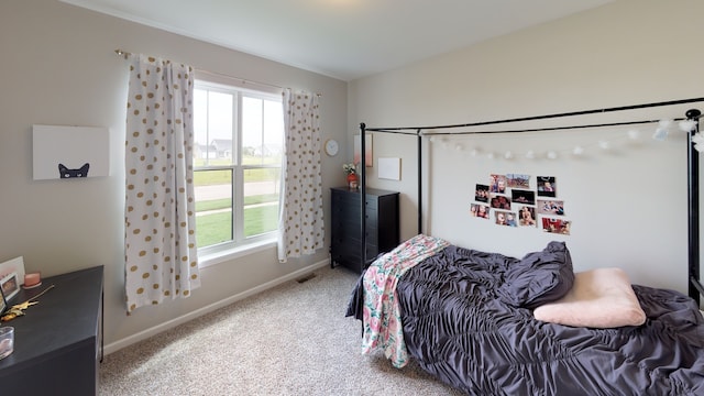 bedroom with multiple windows and carpet flooring