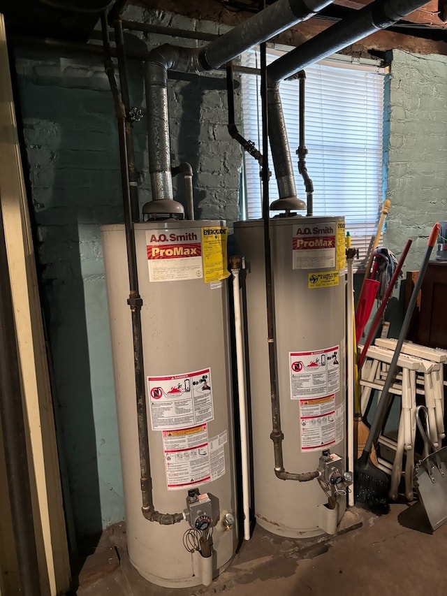 utility room with gas water heater