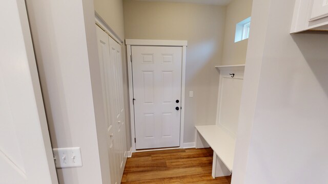 mudroom featuring light hardwood / wood-style floors