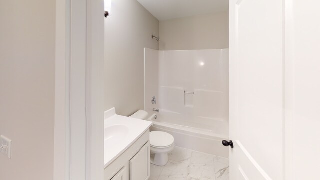 full bathroom with vanity, toilet, and tub / shower combination