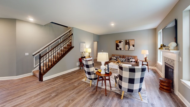 living room featuring light hardwood / wood-style floors