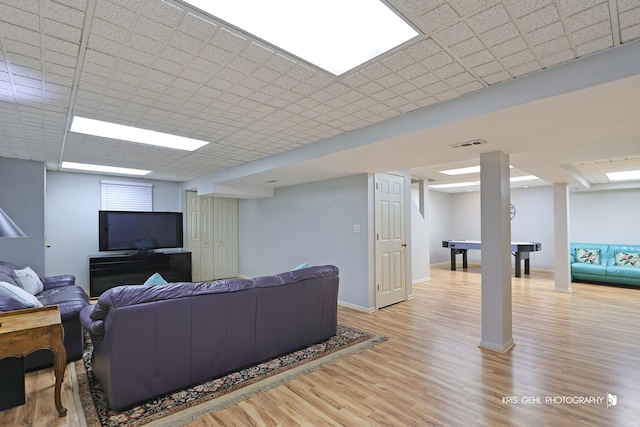 living room featuring light wood-type flooring