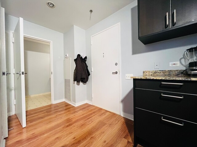 interior space with light hardwood / wood-style floors