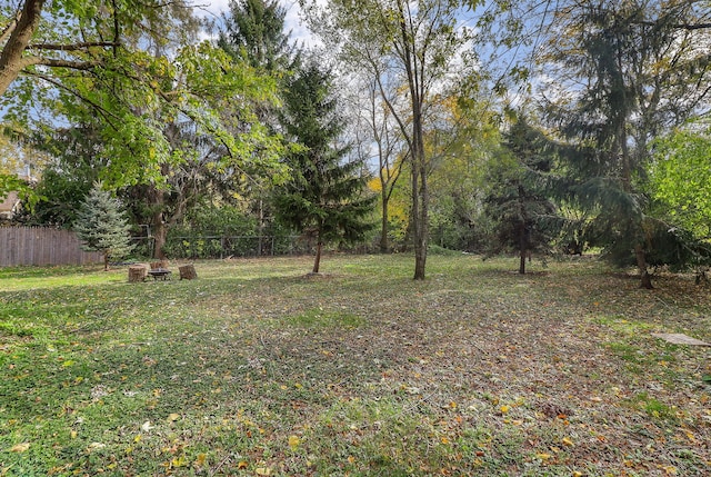 view of yard with an outdoor fire pit