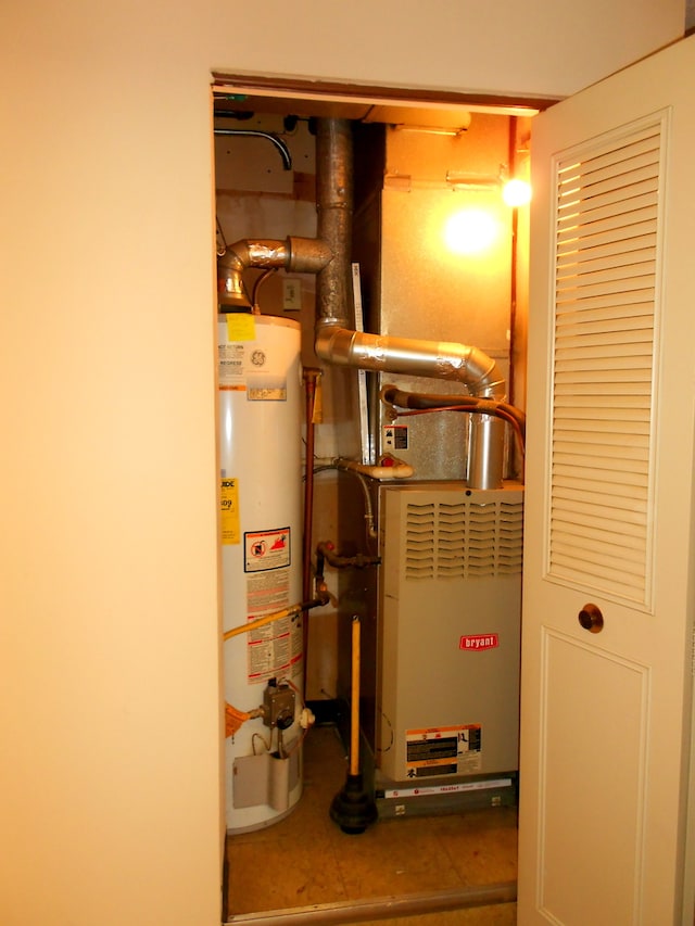 utility room with gas water heater