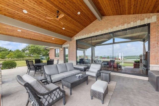 view of patio featuring outdoor lounge area and ceiling fan