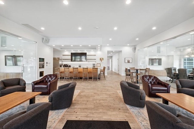 living room featuring light hardwood / wood-style floors