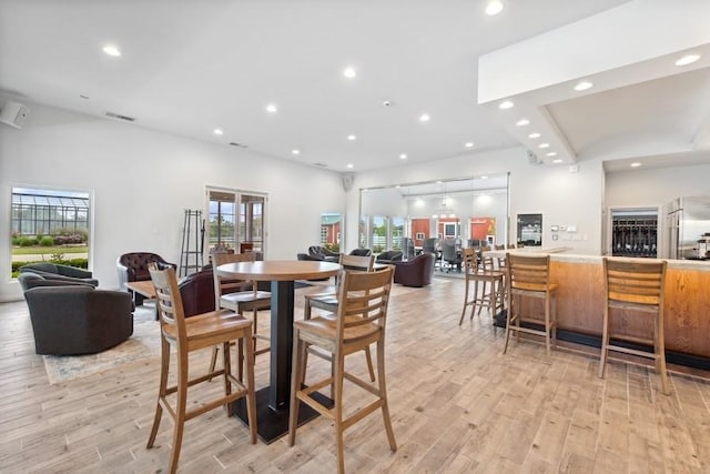 dining room with light wood-type flooring