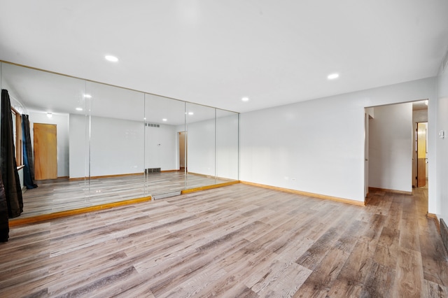 interior space with light hardwood / wood-style floors