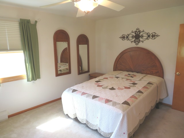 bedroom with carpet flooring and ceiling fan