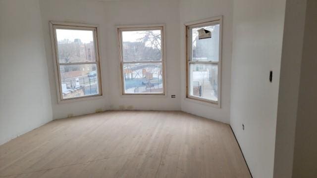 unfurnished room with light wood-type flooring