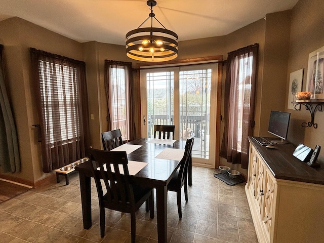 dining room with an inviting chandelier