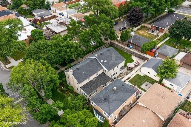 aerial view with a residential view