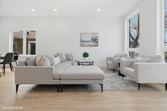 living room with light wood-type flooring