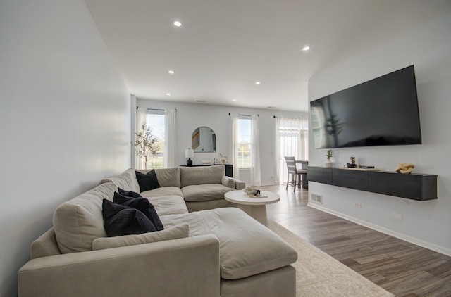 living room featuring hardwood / wood-style floors