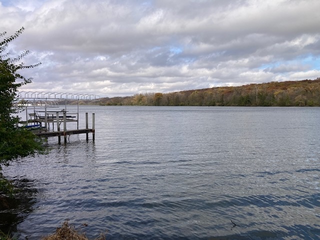 view of dock featuring a water view