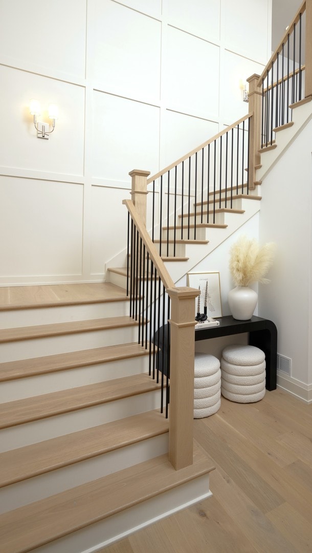 stairway featuring wood-type flooring