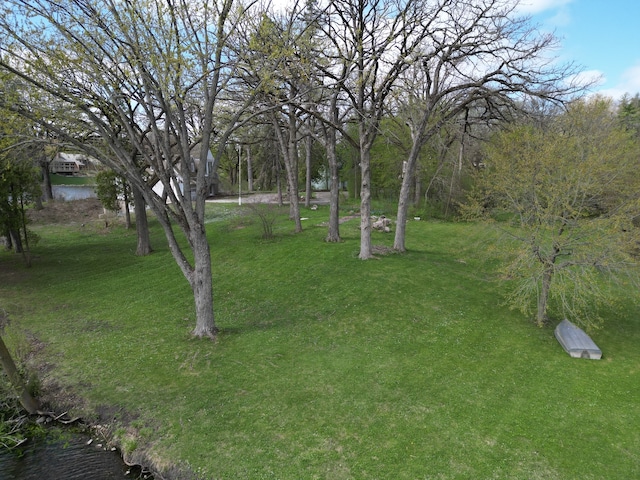 view of yard with a water view