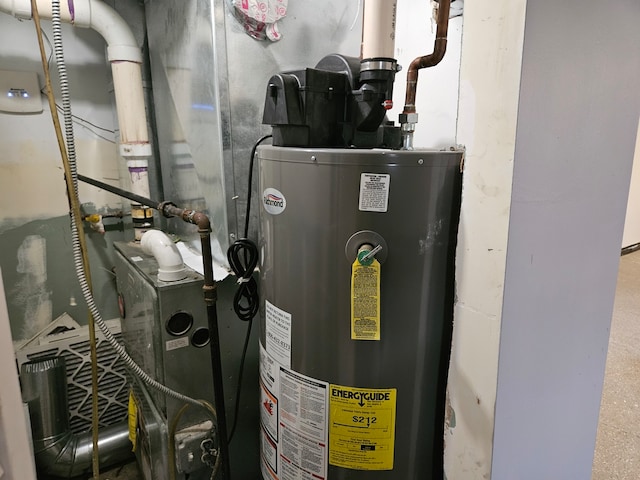 utility room with gas water heater