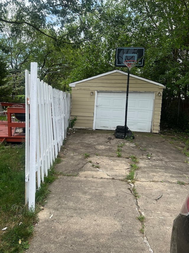 view of garage