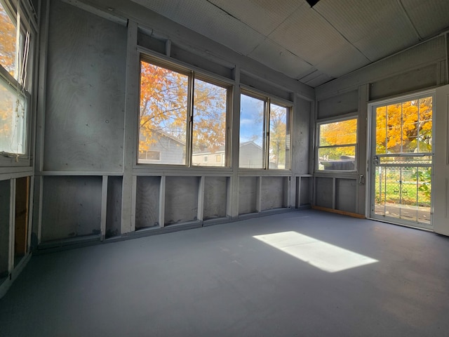 view of unfurnished sunroom