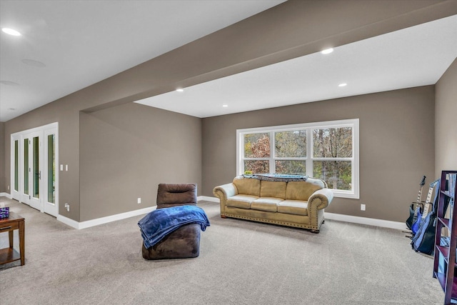 living room with carpet flooring