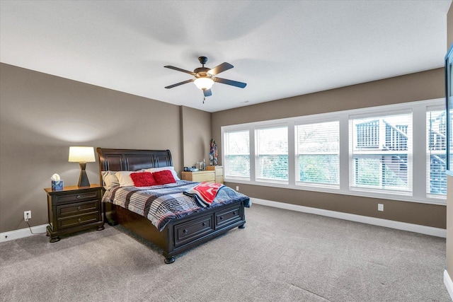 bedroom with carpet flooring and ceiling fan