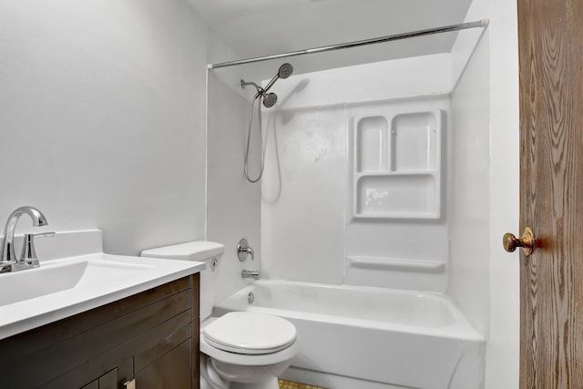 full bathroom featuring vanity, toilet, and shower / washtub combination