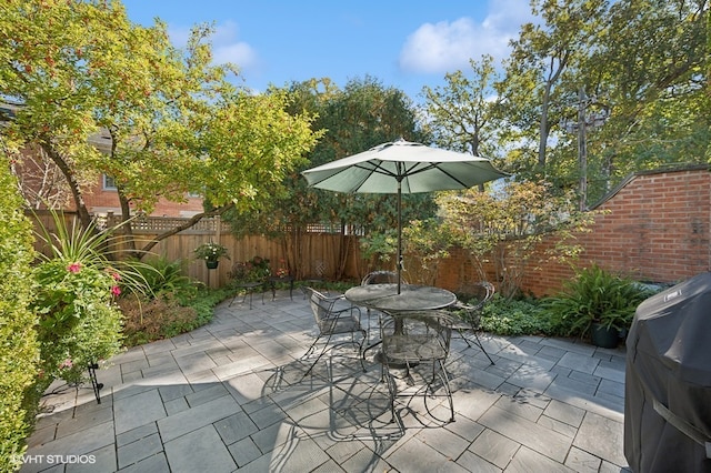 view of patio / terrace featuring a grill