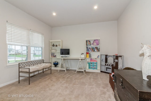 view of carpeted office space