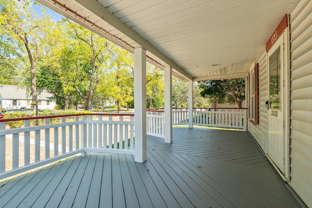 wooden deck with covered porch