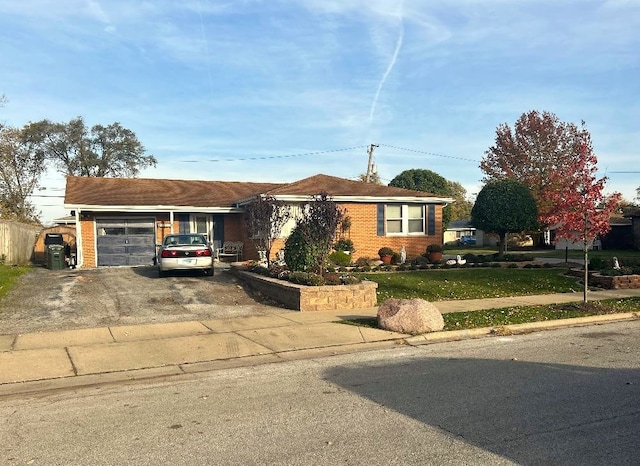 16409 Craig Dr, Oak Forest, IL 60452 - ranch-style house featuring an attached garage, asphalt driveway, brick siding, and a front yard