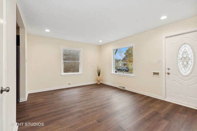 entryway featuring dark wood-type flooring