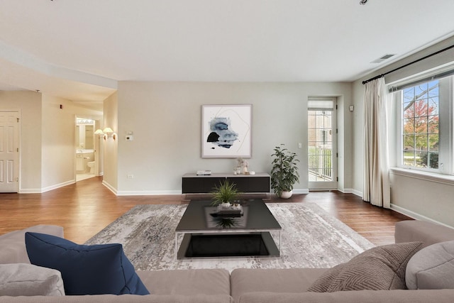 living room featuring hardwood / wood-style flooring