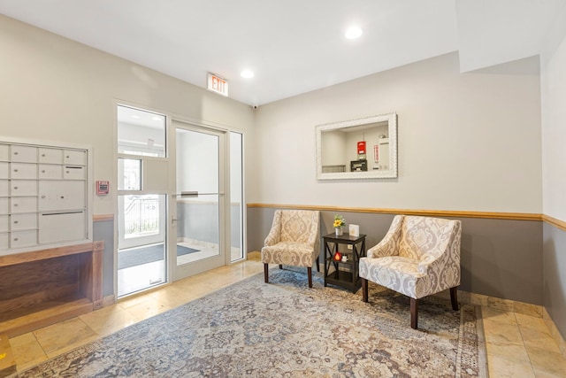 124 W Colfax St Unit 301, Palatine, IL 60067 - living area with recessed lighting, mail area, and tile patterned flooring