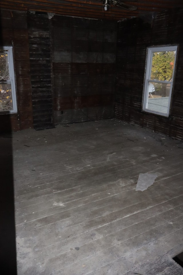 basement featuring hardwood / wood-style flooring