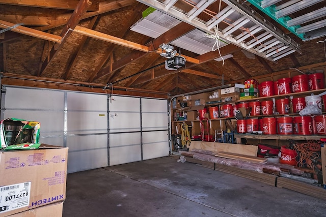 garage with a garage door opener