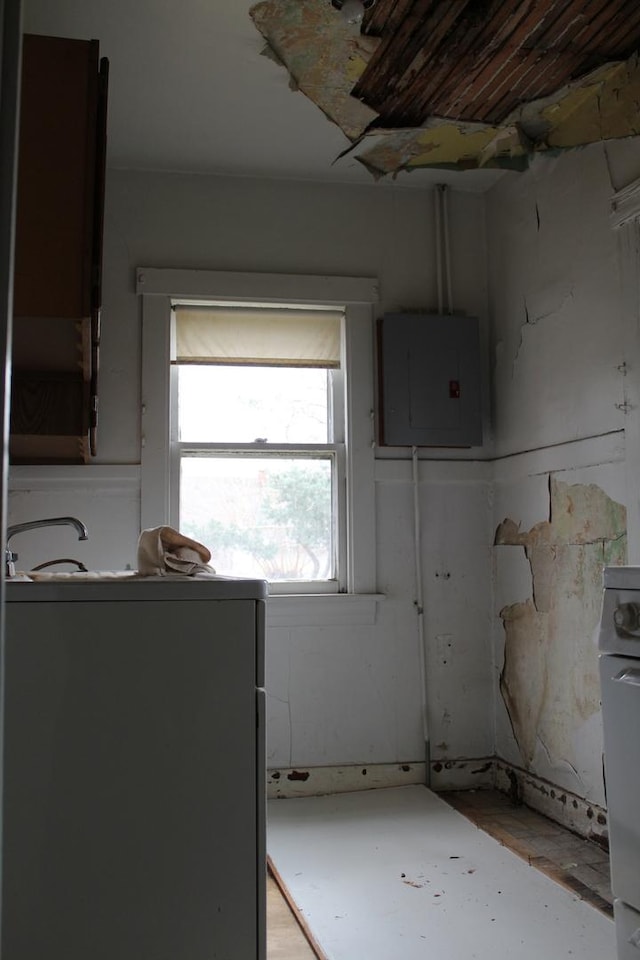 kitchen featuring washer / clothes dryer and electric panel