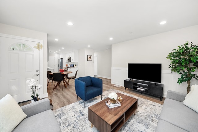 living room featuring light hardwood / wood-style flooring