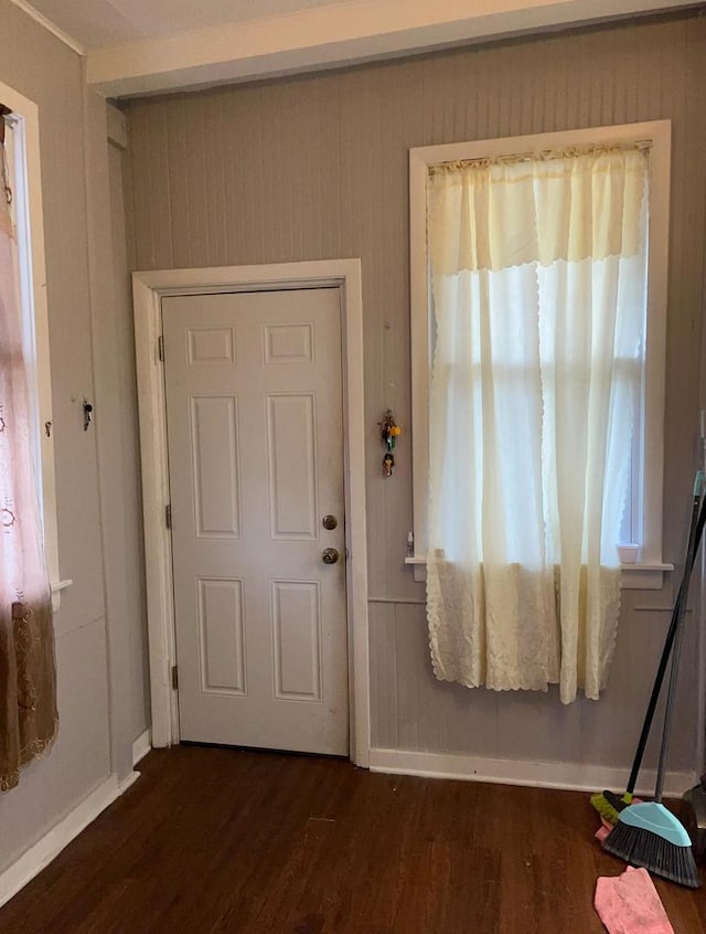 doorway featuring dark hardwood / wood-style flooring