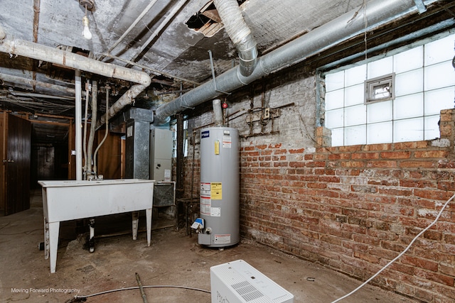 utility room with water heater