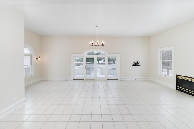 interior space featuring a chandelier