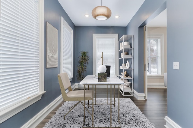 office featuring dark wood-type flooring